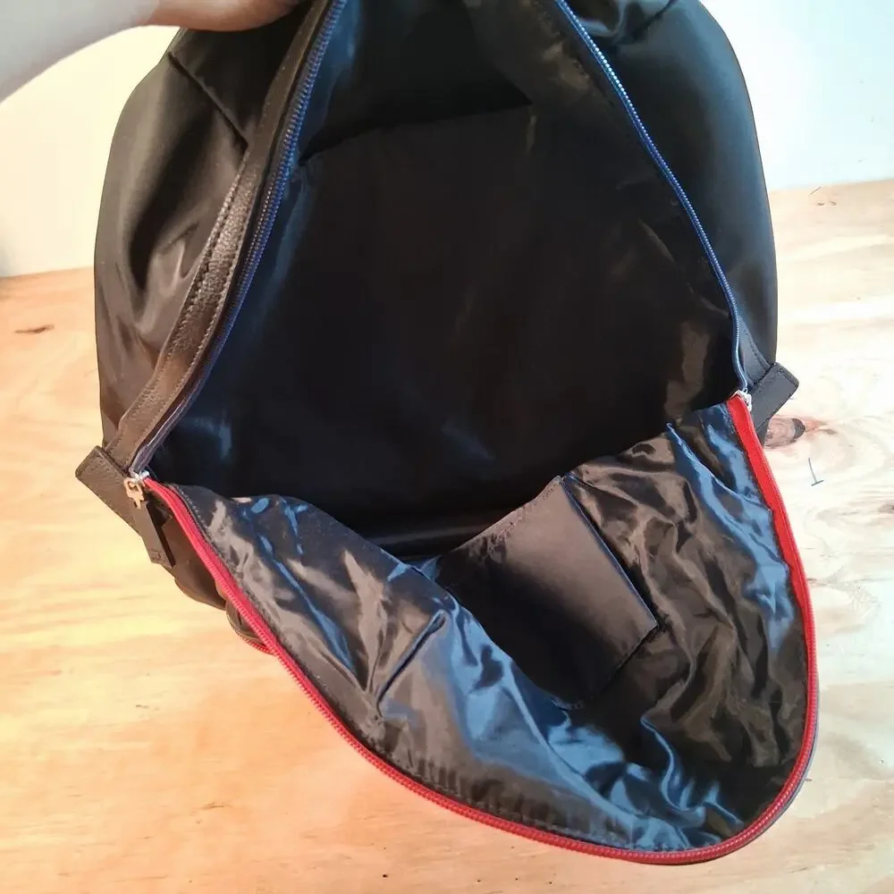 Tommy Hilfiger Backpack Bookbag School Bag Black Nylon Logo Zipper Pockets NWOT